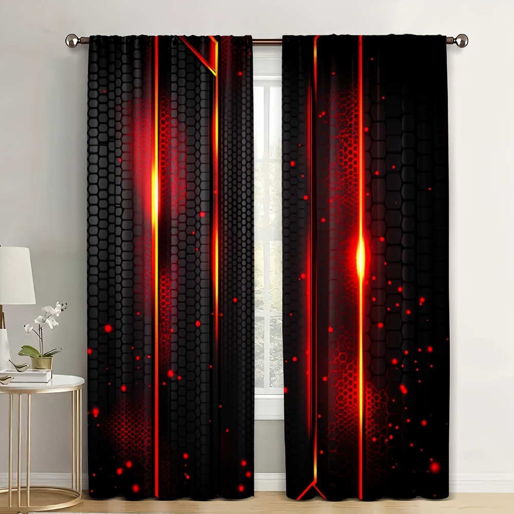 2pcs Lava Curtains Black Red C - Office Tech For Men review and price